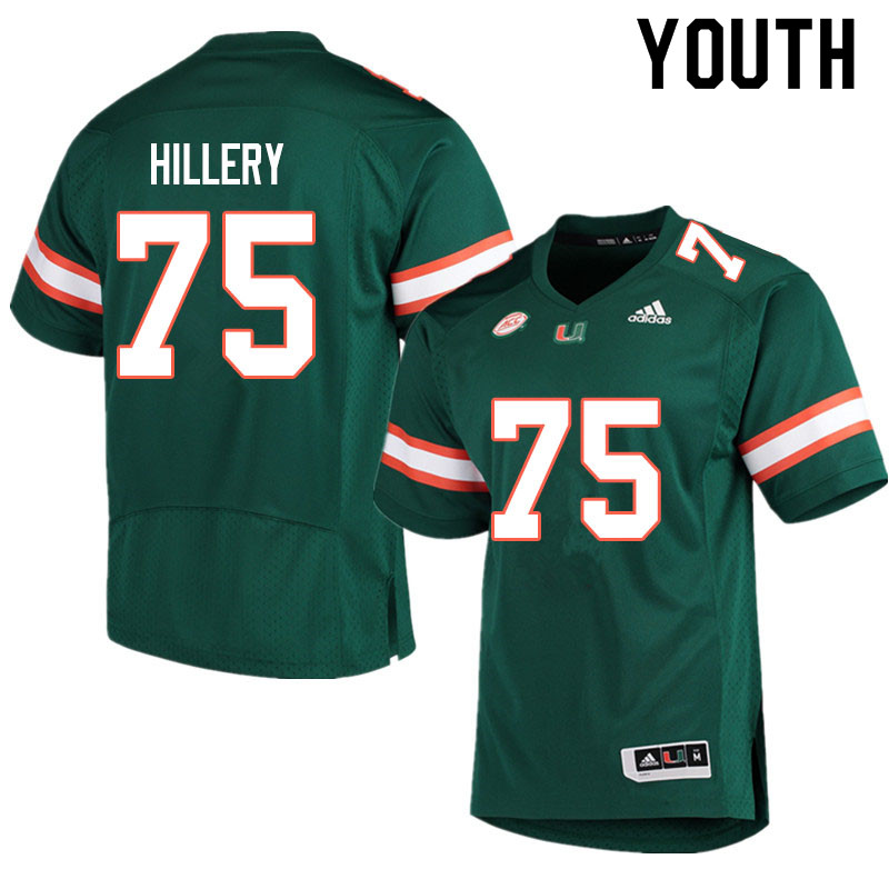 Adidas Miami Hurricanes Youth #75 Zalon'tae Hillery College Football Jerseys Sale-Green